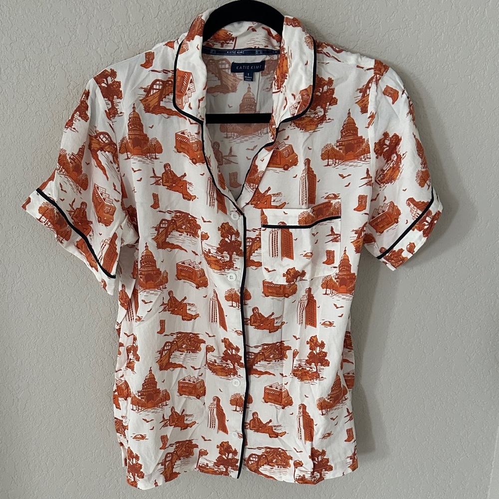 Katie Kime Texas Pajama Set with Travel Bag - Picture 1 of 10